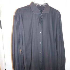 Hugo Boss Dress Shirt   17.5 x 44  Slim Fit  Brown/Black